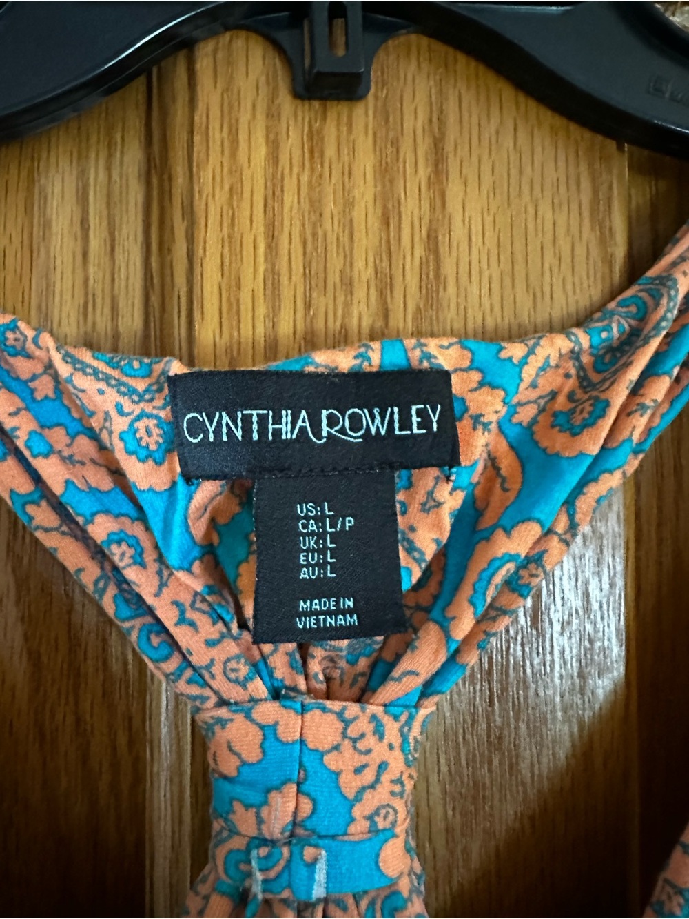 Cynthia Rowley Orange and Teal Twist-Back Printed Midi Dress - Picture 2 of 3